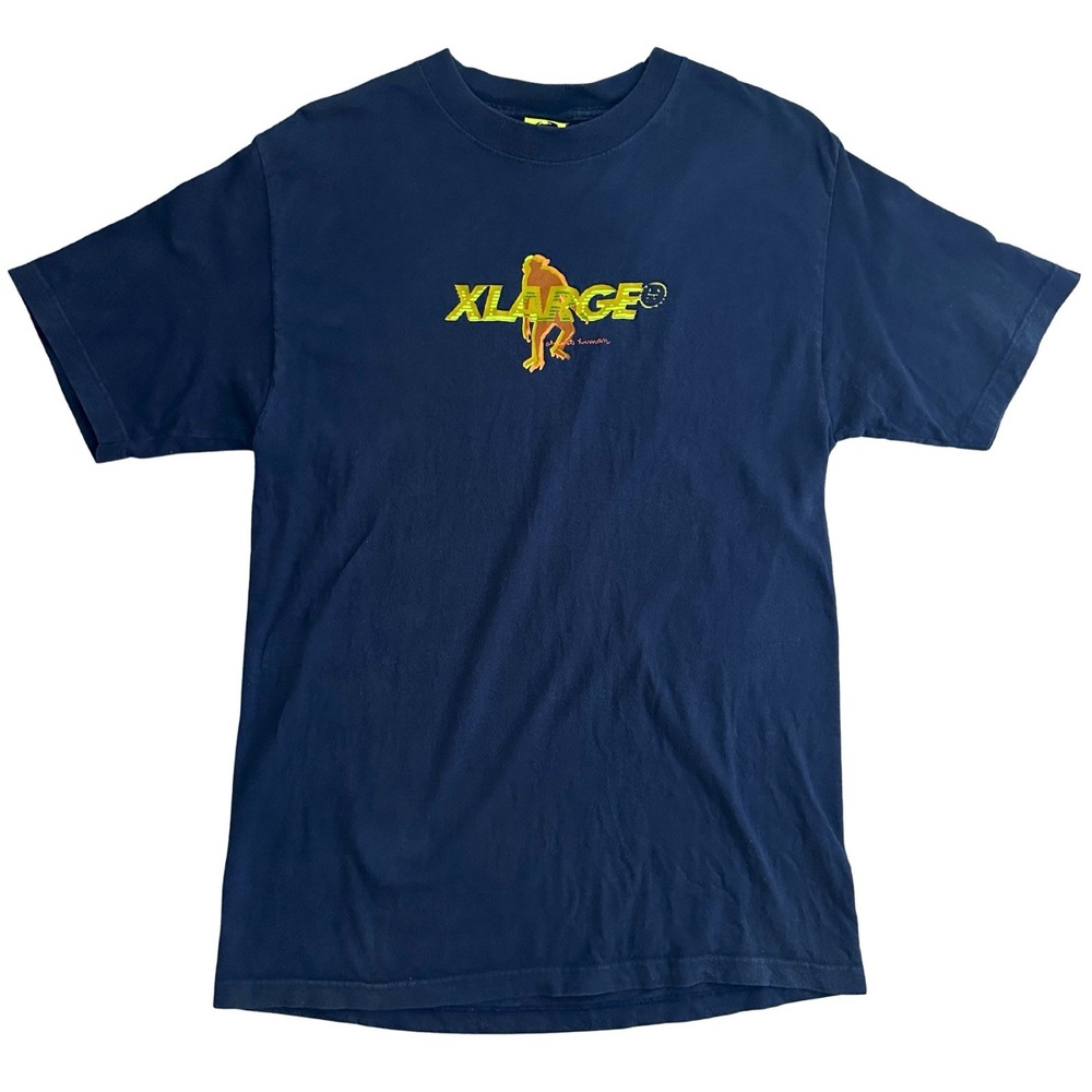 Vintage 90s XLARGE Almost Human Mens M Ape Gorilla Graphic T Shirt Navy Blue